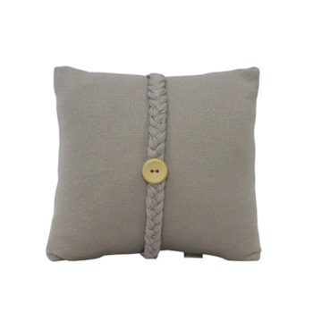Imagem do produto Almofada Decorativa Creative Tricot Trançada com Botão Cinza Claro