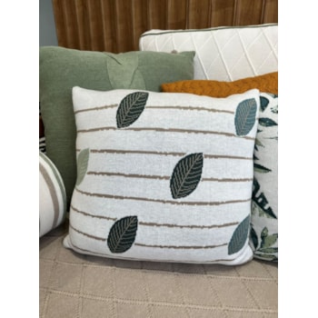 Imagem do produto Almofada Decorativa em Tricot com Estampa de Folhas Verdes