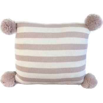 Imagem do produto Almofada Decorativa Listrada e com Pompom Rosa