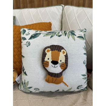 Imagem do produto Almofada Decorativa Moldura com Folhas e Leão 3D