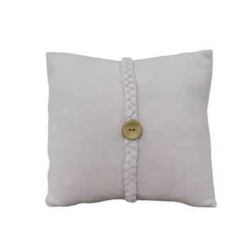Imagem do produto Almofada Decorativa Tricot Trançada com Botão Off White