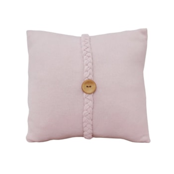 Imagem do produto Almofada Decorativa Tricot Trançada com Botão Rosa Pérola