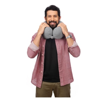 Segunda imagem do produto Almofada Fom De Pescoço Flex Cinza - FOM