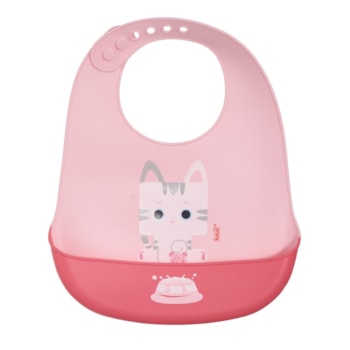 Imagem do produto Babador de Silicone Pega Migalhas Gato Mia Rosa - Kouii
