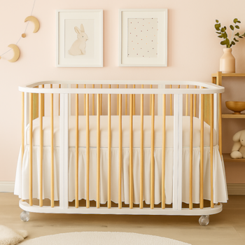 Imagem do produto Berço Fases Multifuncional Branco com Palitos em Madeira Pinus - Kartoon