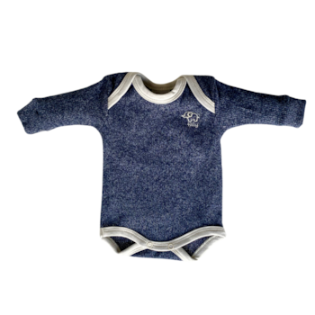 Segunda imagem do produto Body Manga Longa c/ Culote Prematuro Canelado Suedine Azul Jeans - Tilly Baby