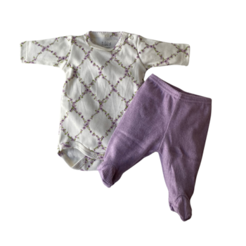 Imagem do produto Body Manga Longa c/ Culote Prematuro Florido Suedine - Tilly Baby