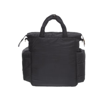 Segunda imagem do produto Bolsa Maternidade Transversal Preta em Nylon Matelassê com Trocador