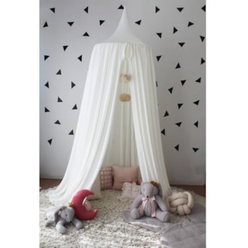 Imagem do produto Cabana de Teto Mosquiteiro para Berço em Malha com Pompom