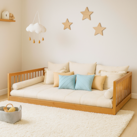 Imagem do produto Cama Montessoriana Nantes Casal Madeira Jequitibá - Sleeper