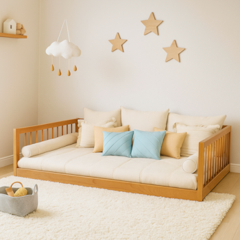 Imagem do produto Cama Montessoriana Nantes Casal Madeira Jequitibá - Sleeper
