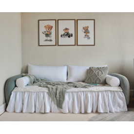Segunda imagem do produto Cama Moon Infantil Estofada Cotelê Azul com Colchão - Stillen