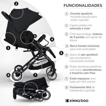 Segunda imagem do produto Carrinho de Bebê Ruby Black - Kikka boo