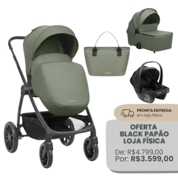 Imagem do produto Carrinho de Bebê Travel System 4 em 1 Modena Army Green - Kikka Boo