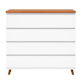Imagem do produto Cômoda Bada BAD-172 Branca com Madeira com 4 Gavetas Pés Fixos  - Kartoon