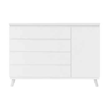 Segunda imagem do produto Cômoda Badá Branca BAD-171 com 4 Gavetas e 1 Porta Pés Fixos - Kartoon