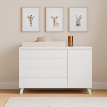Imagem do produto Cômoda Badá Branca BAD-171 com 4 Gavetas e 1 Porta Pés Fixos - Kartoon