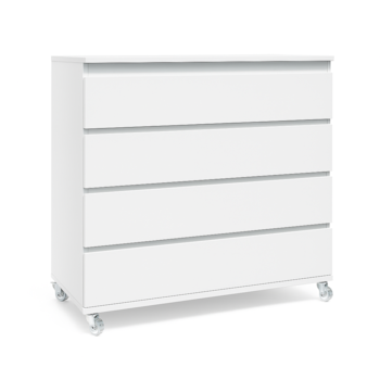 Segunda imagem do produto Cômoda Bada Branca BAD-472 com 4 Gavetas e Rodízios - Kartoon
