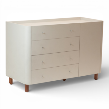 Segunda imagem do produto Cômoda Sochi Branca com 4 Gavetas e 1 Porta