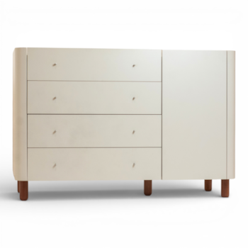 Segunda imagem do produto Cômoda Sochi Branca com 4 Gavetas e 1 Porta