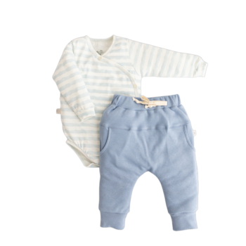 Imagem do produto Conjunto Prematuro Body Manga Longa e Calça Listrado Azul - D'Bella
