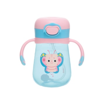 Segunda imagem do produto Copo Infantil com Alça e Canudo Filhotiis Borboleta Pipa 300ml