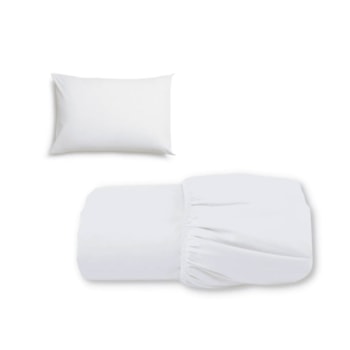 Imagem do produto Kit 1 Lençol e 1 Fronha Cama de Solteiro Branco - Era Uma Vez