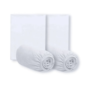 Imagem do produto Kit 2 Lençóis e 2 Fronhas Berço Fases  Kartoon 1ª Fase Branco - Era Uma Vez