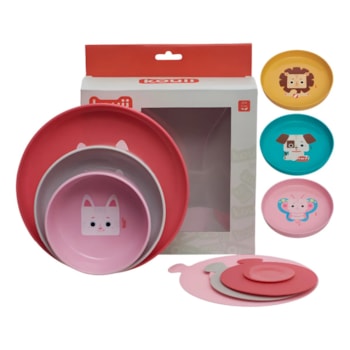 Imagem do produto Kit 3 Pratos Infantis com Ventosa Antiderrapante Gato Mia Kouii