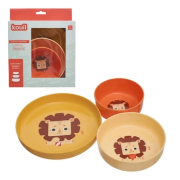 Imagem do produto Kit 3 Pratos Infantis com Ventosa Antiderrapante Leão Kouii