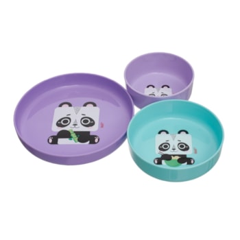 Segunda imagem do produto Kit 3 Pratos Infantis com Ventosas Antiderrapantes Panda Pandi