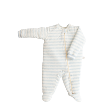 Imagem do produto Macacão Prematuro Comprido com Abertura de Zíper Listrado Azul - D'Bella