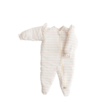 Imagem do produto Macacão Prematuro Comprido com Abertura de Zíper Listrado Rose - D'Bella