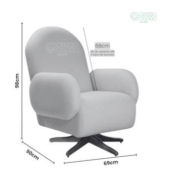 Segunda imagem do produto Poltrona Curve Giro + Balanço em Madeira - Tecido 366C