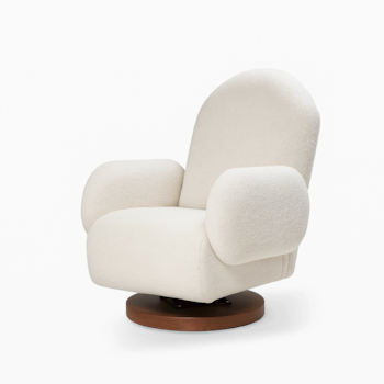 Segunda imagem do produto Poltrona Curve Giro + Balanço em Madeira Tecido Bouclê