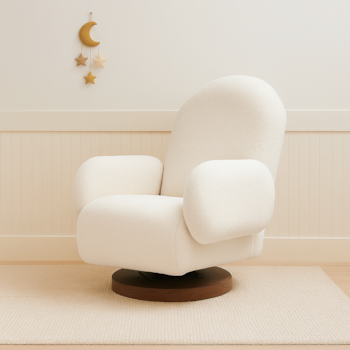 Imagem do produto Poltrona Curve Giro + Balanço em Madeira Tecido Bouclê