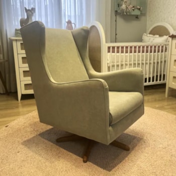 Imagem do produto Poltrona de Amamentação Fox Giro + Balanço em Madeira - Tecido 205B