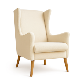 Segunda imagem do produto Poltrona Fox com Pés de Palito Madeira Tecido Bouclê