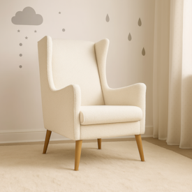 Imagem do produto Poltrona Fox com Pés de Palito Madeira Tecido Bouclê