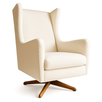 Segunda imagem do produto Poltrona Fox Giro e Balanço com Pés de Madeira Tecido Bouclê