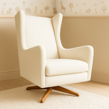 Imagem do produto Poltrona Fox Giro e Balanço com Pés de Madeira Tecido Bouclê