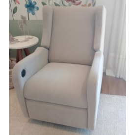 Segunda imagem do produto Poltrona Jazz Reclinável Elétrica com Giro e Recline + Balanço Veludo Bege