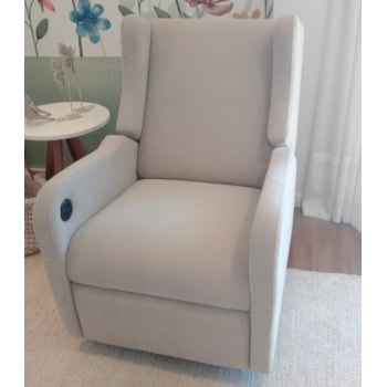Segunda imagem do produto Poltrona Jazz Reclinável Elétrica com Giro e Recline + Balanço Veludo Bege