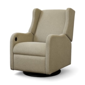 Segunda imagem do produto Poltrona Jazz Reclinável Elétrica com Pés Giro + Balanço Soft Bouclê Bege