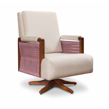 Segunda imagem do produto Poltrona Vivre Balanço e Giro Tecido 100A com Corda Rosa - Abstratto