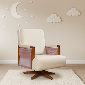 Imagem do produto Poltrona Vivre Balanço e Giro Tecido 100A com Corda Rosa - Abstratto