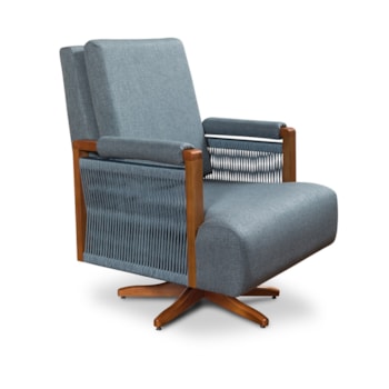 Segunda imagem do produto Poltrona Vivre Balanço e Giro Tecido 108A com Corda Azul