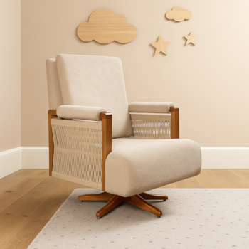 Imagem do produto Poltrona Vivre Balanço e Giro Tecido 110A com Corda Bege