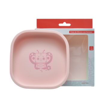 Imagem do produto Prato de Silicone com Ventosa Borboleta Pipa 410ml Rosa