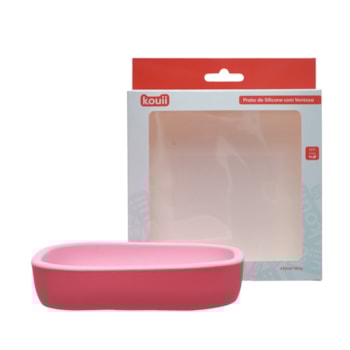 Segunda imagem do produto Prato de Silicone com Ventosa Gato Mia 410ml Rosa